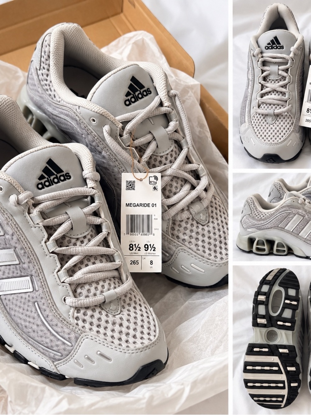 adidas unisex Megaride 01 Sneakers in Light Gray and Black Accents